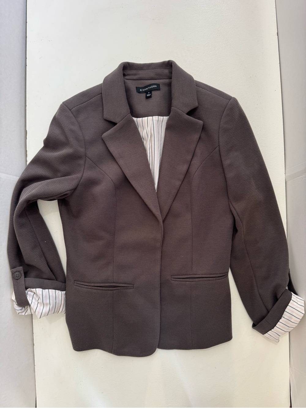 41 Hawthorn Gray Open Front Career Office Roll Tab Sleeve Blazer SZ medium